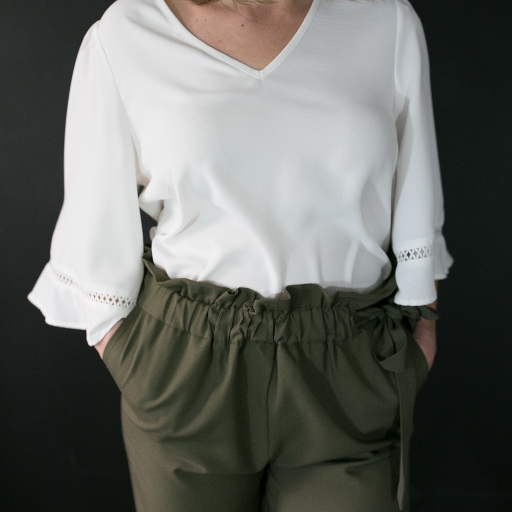 White Blouse With Bell Sleeves - Available in Plus - Picture 2 of 4